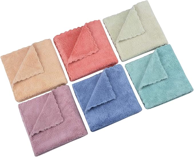 Microfiber rag Bulk Multi-Functional for House Furniture Reusable Rags Kitchen Wipes Dish Cloths Absorbent and Fast Drying 6 Colors