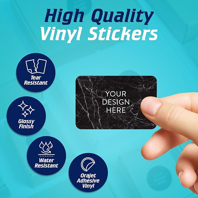 100 Custom Vinyl Stickers - Upload Your own Image, Text, Design, Logo - Personalized Logo Labels for Handmade, Packaging, Bottle, Jars, Candle, Brand Stickers (Black Marble, 6x4)