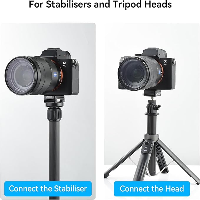 UTEBIT Metal Quick Release Plate with 1/4''-20 Camera Screw, Tripod Mount Plate with Tripod Monopod Slider Stabilizer Ball Head Compatible with Arca Swiss Peak Design Capture V3 Camera Clip