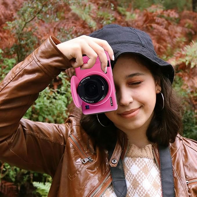 Camera Case for Sony ZV-1, ZV1 Case Silicone Cover Camera Sleeve Body Skin Protective Case with Removable Lens Cap for Sony ZV1 Digital Camera, Rose