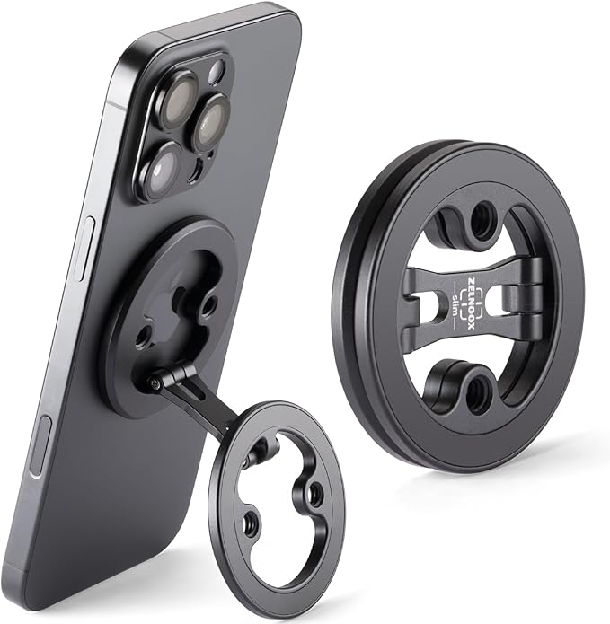Dual Ring Magnetic Phone Holder– Ultra-Compact, Foldable, and Durable Aluminum Alloy Phone Stand for iPhone 12 13 14 15 16 (Compatible with MagSafe Cases)
