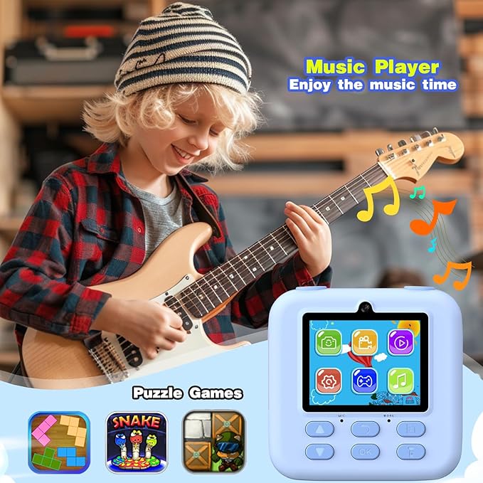 masterbee Kids Camera Instant Print Photo, Birthday Gifts for Girls and Boys, Kids Digital Camera Toys, 1080P HD Video, 3 4 5 6 7 8 9 10 11 12 Year Old Boy Gifts/Girl Gifts