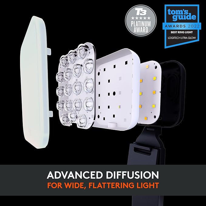 Logitech for Creators Litra Glow Premium LED Streaming Light with TrueSoft, Adjustable Mount, USB Connectivity, Video Lighting for Recording Streams, PC/Mac - Graphite
