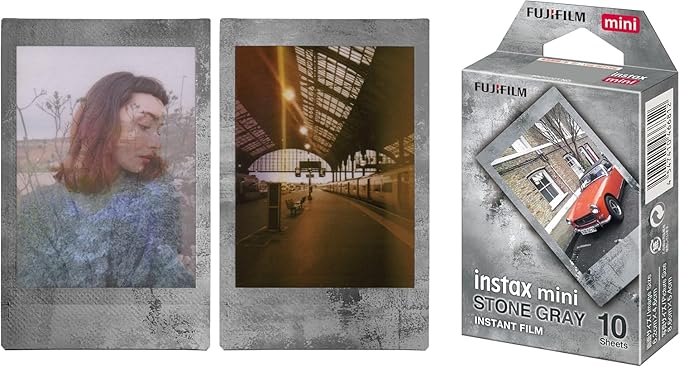 FUJIFILM Instant Mini Stone Gray Film Bundle 30 Shot with BluebirdSales Microfiber Cleaning Cloth, ISO 800, Credit-Card Size, Easy Load for All Instant MINI Cameras & Printers