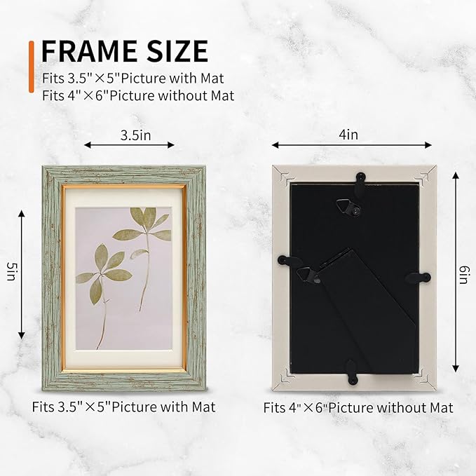 Fixwal 4x6 Picture Frame Set of 5, Vintage Photo Frame, Rustic Retro Picture Frame with Tempered Glass, Decorative Art on Walls and Tabletop Placement