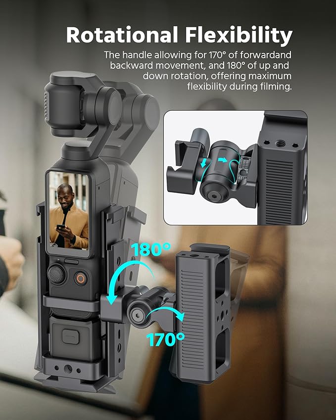 77mm/3.03" Mini Multi Functional Rotatable Side Handle with NATO Clamp for Pocket 3 Cage, Phone Cages Rigs – Perfect for Live Streaming and Video Shooting