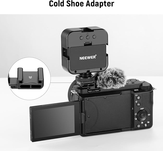 Neewer Cold Shoe Wind Muff for ZV Series Vlog Cameras, Microphone Furry Windscreen with Cold Shoe Mount Adapter Accessory Compatible with Sony ZV-1F ZV-E10 ZV-1 ZV-E1 ZV-1 II, CA133 Black