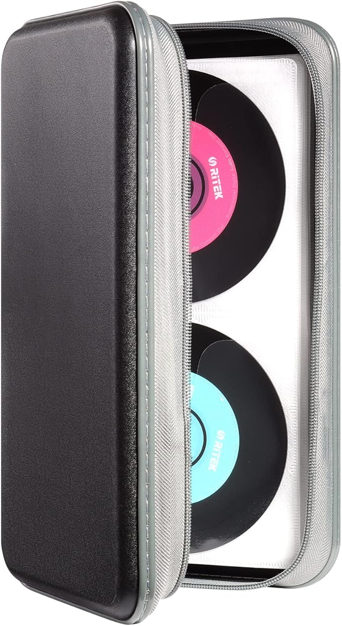 UENTIP CD Case,96 Capacity CD Holder Hard Plastic CD Storage Wallet Protective CD/DVD Case Holder for Car Home Travel (96, Black)