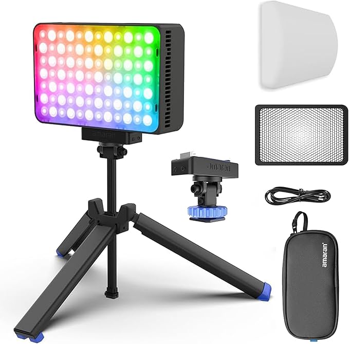Amaran Ace 25c Kit RGB Video Light,25W On Camera Pocket Video Light CCT 2300k-10000k, 5,908 lux @ 0.5m Illumination,with Rechargeable Battery and PD Charging (Charcoal)