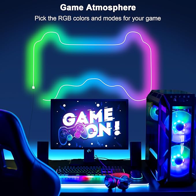 Cozylady 20Ft RGB LED Neon Rope Lights for Bedroom, 7.5m LED Strip Lamp with Double Sided Adhesive Tape, App/Remote Control Waterproof DIY Lights Decorate The Outdoor and Indoor of Your Home.