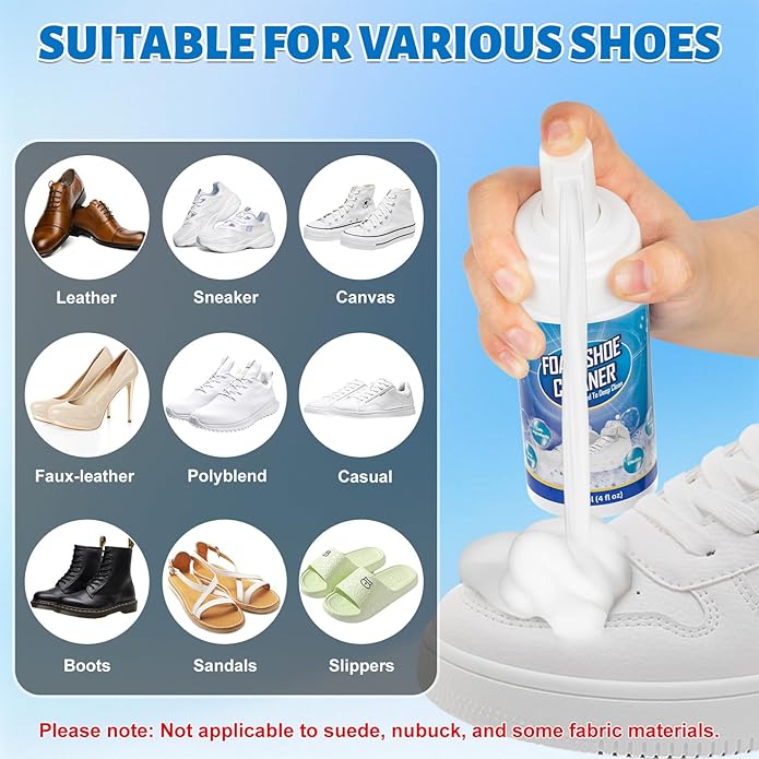 Shoe Cleaner, Sneaker Cleaner Foam for Removing Stains and Dirt, Shoe Cleaning Kit for White Shoes