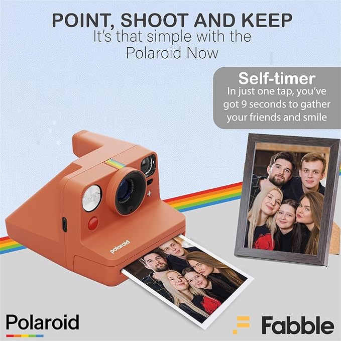 Polaroid Now+ Generation 3 I-Type Instant Film Camera (Coral) Bundle with Polaroid Color I-Type Film (8 Exposures), Hard Protective Case and USB-C 6 ft. Cable