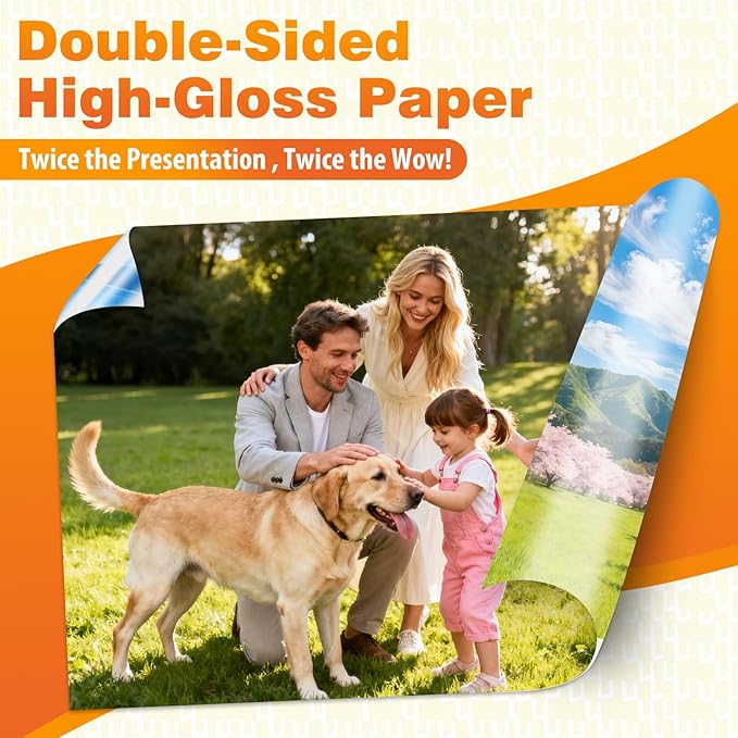 Uinkit 54lb Double Sided Photo Paper Glossy 4x6 54lbs Inkjet for Dye Ink 200Gsm Value Bulk Pack Picture 4x 6 9.5Mil for Inkjet Printing Printer (100, 4x6)
