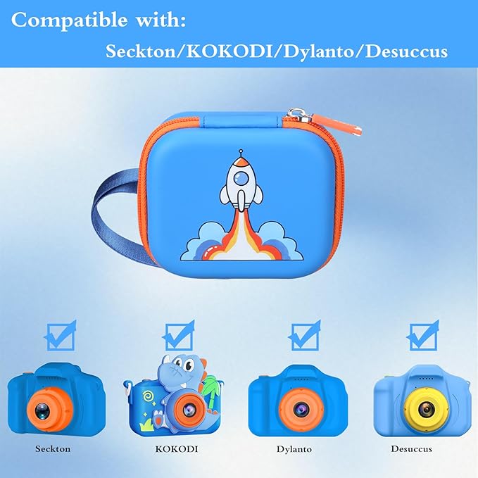 Camera Case for Seckton Upgrade Kids Selfie Camera, Case Compatible with Seckton/KOKODI/Dylanto/Goopow/Desuccus/DITUPAN/GKTZ/masterbee Digital Video Camera Toys Camcorder Storage Holder-Deep Blue