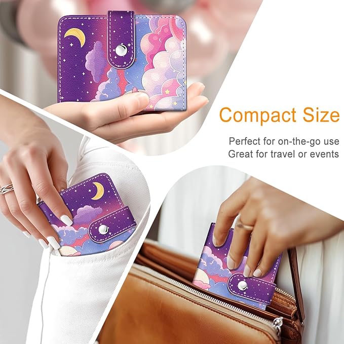 Lebrocoli Night Sky Moon Small Photos Album for 2x3 Inch Films, 56 Pockets Mini Cute Albums Book for Polaroid Fujifilm Instax Mini Instant Camera Printer, Kpop Photocard Pictures Binders Storage