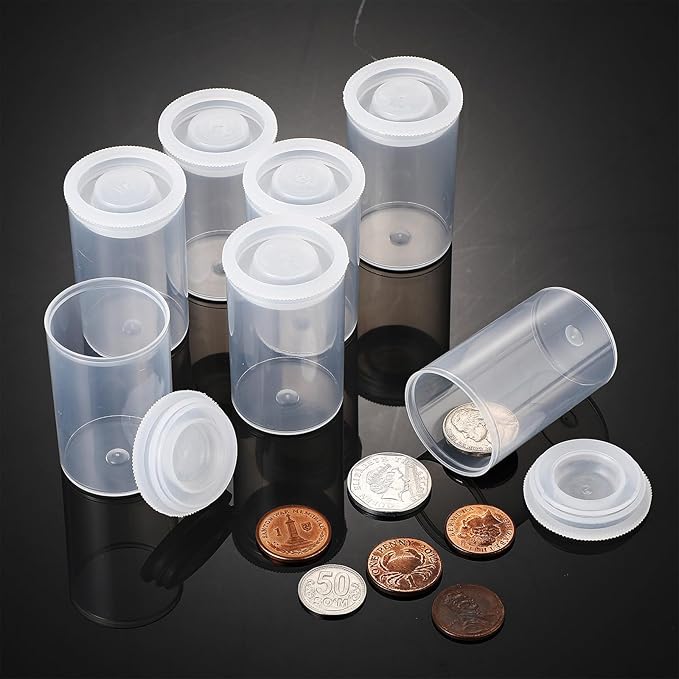 Wenqik 50 Pcs Film Canisters with Caps for Rockets 35 mm Plastic Empty Film Canister Holder Camera Reel Containers for Beads Fish Hook Keys Small Accessories Storage(Clear)