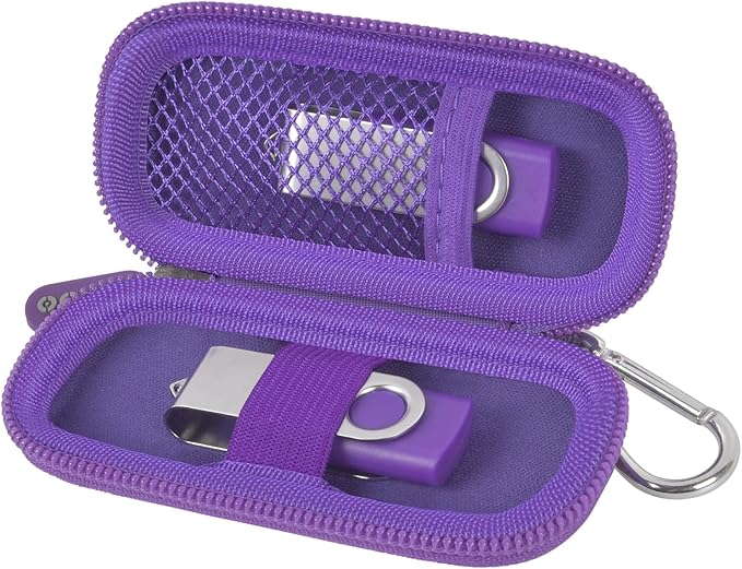 USB Flash Drive Case, SD Card Holder Compatible with Thumb Drive, Memory Cards, SDXC SDHC Storage Bag, Electronic Accessories Organizer for SanDisk for Samsung for Inland (Purple)