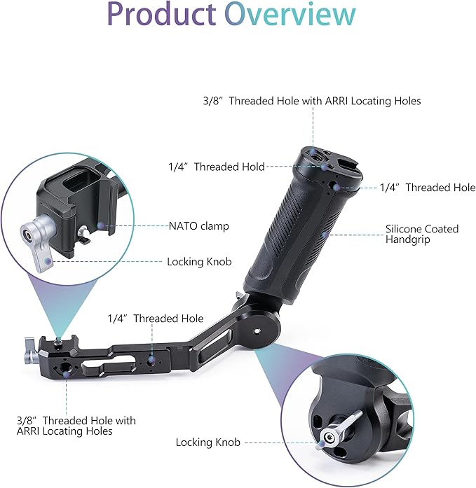 Zeadio Gimbal Sling Handgrip Handle Compatible with DJI RS 2 RSC 2 RS 3 RS 3 Pro RS 4 Stabilizer, 17.6lb/8kg Load, Ideal for Low Angle Shots