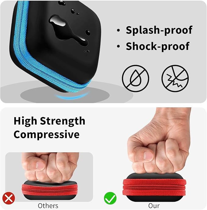 MOLOVA 2Pack Square Earbud Case Portable EVA Carrying Case Storage Bag Cell Phone Accessories Organizer with Carabiner for Earphone, Earbud, Earpieces, SD Memory Card, Camera Chips-Blue/Red