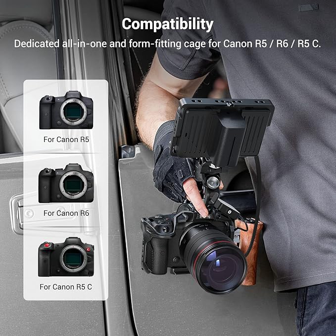 SmallRig R5 R5 C R6 Cage Kit for Canon R5 R5 C R6 Mirrorless Camera with Top Handle and Dedicated Cable Clamp, Aluminum Alloy Cage for Canon R5 R6 R5 C Camera 3234