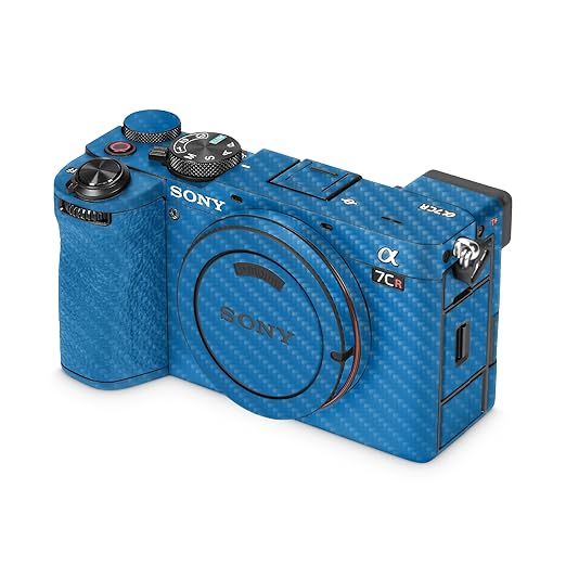 Carbon Fiber Camera Skin Compatible with Sony Alpha 7CR Camera (2023) - Solid Blue - Premium 3M Vinyl Protective Wrap Decal Cover - Easy to Apply | Crafted in The USA by MightySkins