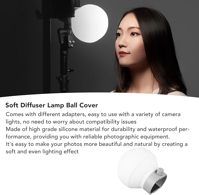 Softbox Diffusion Dome Kit with 2 Adapters for Photography Lights, Softbox Diffusion Dome Flash Diffuser Modifier for Photography Flash Light Diffuser Ball, Silicone Flash Diffuser Ball