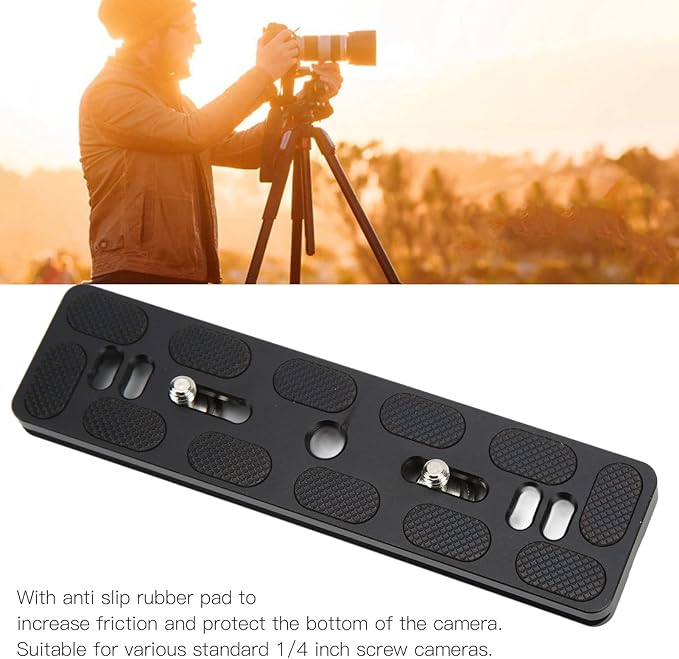 Quick Release Plate with 1/4 Inch Screw and D Ring Screw, Arca Swiss Standard Camera QR Plate for Tripod Ball Head, Aluminum Alloy with Anti - Slip Rubber Pads (150mm)