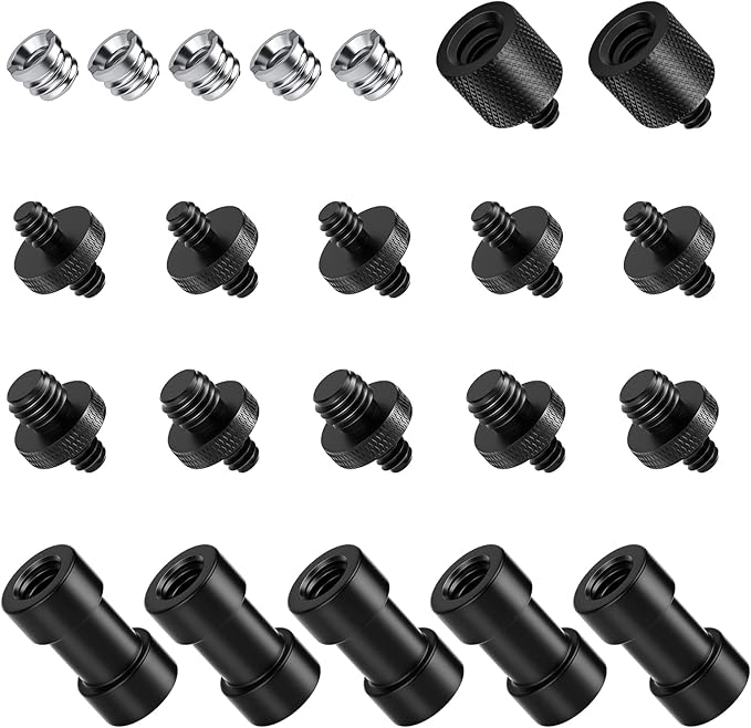 NEEWER Camera Screw Adapter, 22 Pieces 1/4” to 1/4” and 1/4” to 3/8” Tripod Mount Screw Adapter Converter Set for Camera Mount, Monopod, Ball Head, Flash Light Stand, Tripod — ST29