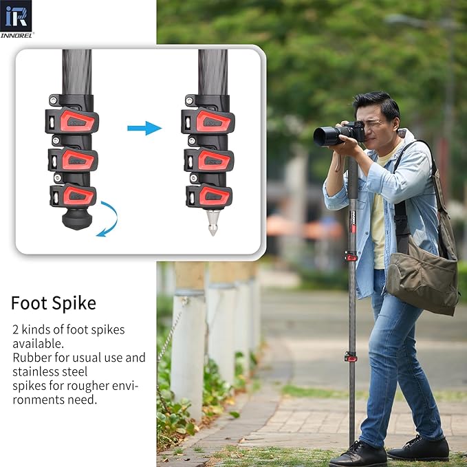Camera Monopod INNOREL VM60C Carbon Fiber Portable Compact Lightweight Travel Monopod with Fast Flip Lock for Canon Nikon Sony DSLR Camera Video Camcorder Photography Load 22lbs/10kg Height 63in/160cm