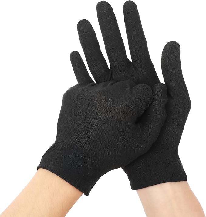 XLIUAX Black Cotton Gloves, 5 Pairs Thin Gloves Black Glove for Women Cloth Work Glove Liners for Art Handling Photography Photo Jewelry Inspection Work for Men