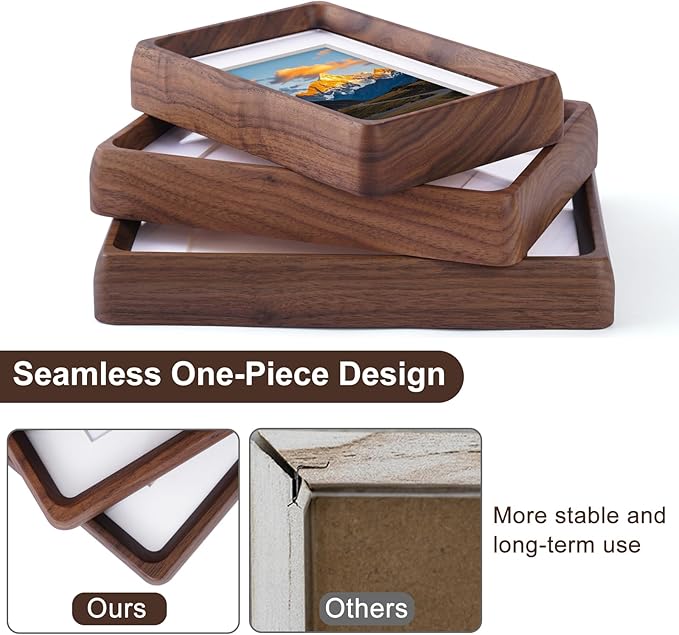 TEYCLZORE 4x6 Natural Walnut Picture Frame, Handmade Photo Frame, Display 3x4 Picture with Mat or 4x6 Without Mat, Tabletop Display and Wall Hanging