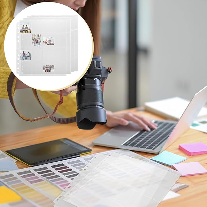 50 Pack Clear Photo Slide Pages, Holds 20 35mm Slides Per Page for 3-Ring Binder, 1000 Pocket 2x2 Inch Top Loading Archival Sleeves