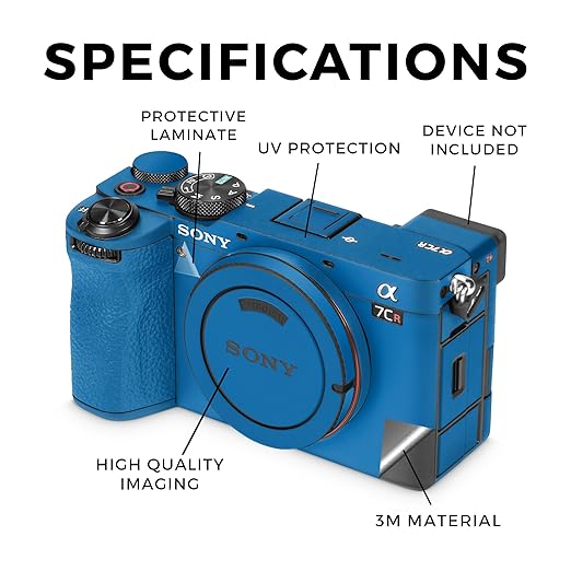 Camera Skin Compatible with Sony Alpha 7CR Camera (2023) - Solid Blue - Premium 3M Vinyl Protective Wrap Decal Cover - Easy to Apply | Crafted in The USA by MightySkins