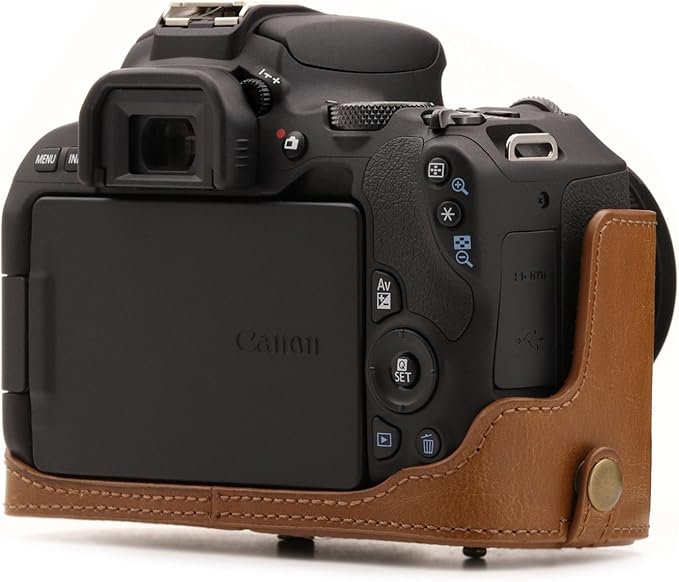 MegaGear Leather Camera Case Compatible with Canon EOS Rebel SL3, Kiss X10, Rebel SL2, Kiss X9 18-55mm Lens