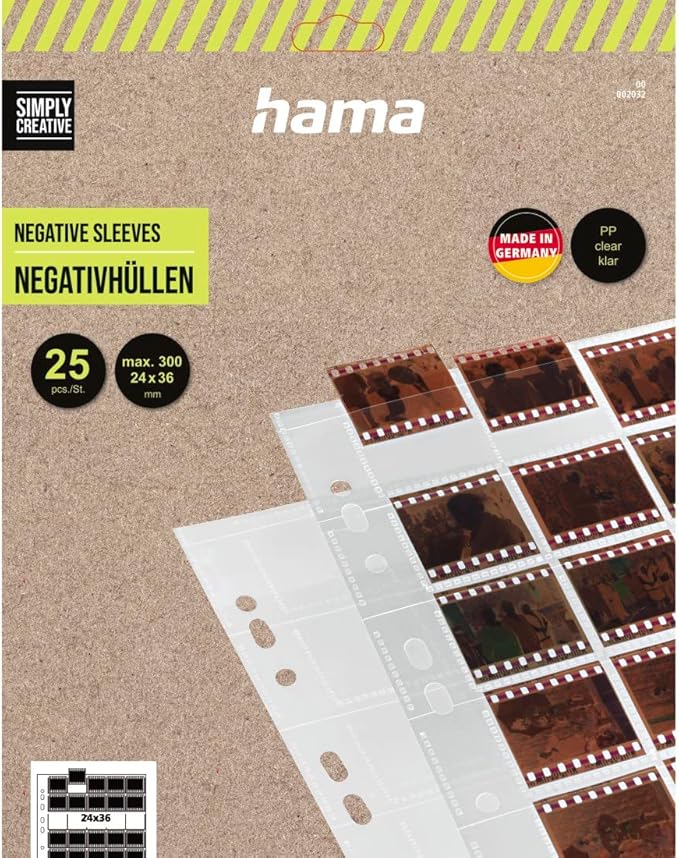 Hama Negative/Unmounted Slide File Storage Sleeves, Each Holding 40 Single 24 x 36 mm Frames, Polypropylene (Pack of 25)