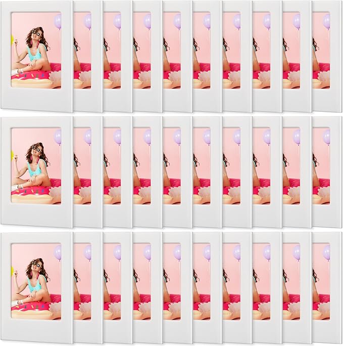 Suzile 30 Pack Mini Magnetic Picture Frames 2x3 Inch Picture Frames Small Table Picture Holder Compatible with Polaroid Fujifilm Instax Film Photos for Fridge Table Locker Whiteboard (White)