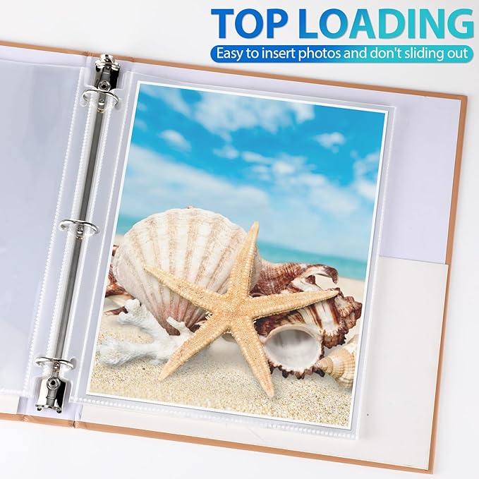 Feifeiya 150 Pack 8 x 10 Photo Sleeves for 3 Ring Binder(for 300 Pictures) archival Photo Page Protectors Holds Clear Plastic Refill Pages Plastic Album Refill Pages