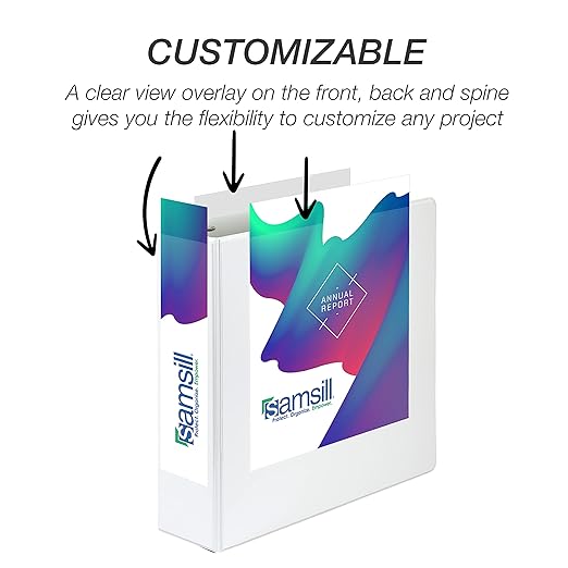 Samsill Durable 3 inch 3 Ring Binder, Made in USA, D Ring Binder, FSC 100% Recycled Chipboard, White, 12 Pack