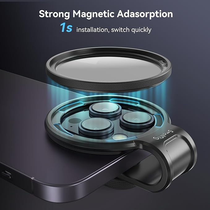 SmallRig Magnetic Circular Polarizer Kit (CPL Filter + Magnetic Ring), HD Optical Glass Circular Polarizing Filter Kit for Phone - 4389