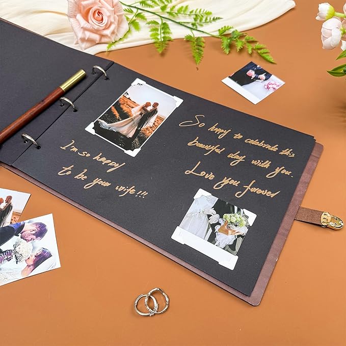 Personalized Wooden Wedding Photo Albums, Custom Couples Scrapbook, Retro Photo Scrapbook Anniversary Photo Album, Perfect Wedding Keepsake Gifts