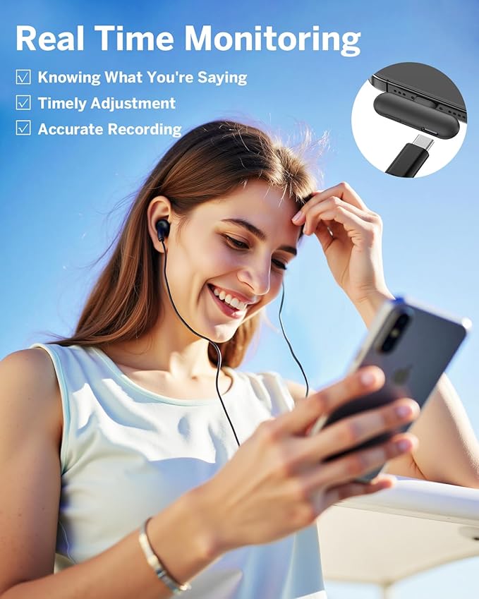 Mini Wireless Lavalier Microphone for iPhone/Android/PC/Tablets, Lapel Mics with USB-C/Lightning Plug, AI Noise Cancelling, Magnetic Mic, 40H Battery Life with Charging Case for Stream, Vlog, TikTok