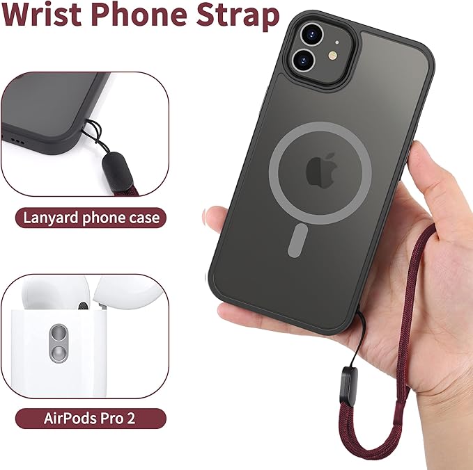CACOE Phone Lanyard 2 Pcs-1 Pcs Adjustable Neck Strap, 1 Pcs Wrist Strap, 2 Pcs Pads, Universal Crossbody Multifuctional Cell Phone Lanyards Compatible with Most Smartphones(Dark Red)