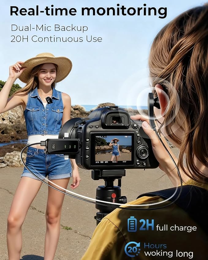 3 in 1 Mini Wireless Lavalier Microphone for iPhone/Android/Camera,328ft Transmission, 18H Battery Life, Noise Reduction Lapel Mic for Record Interview, Vlogs, YouTube, Tiktok