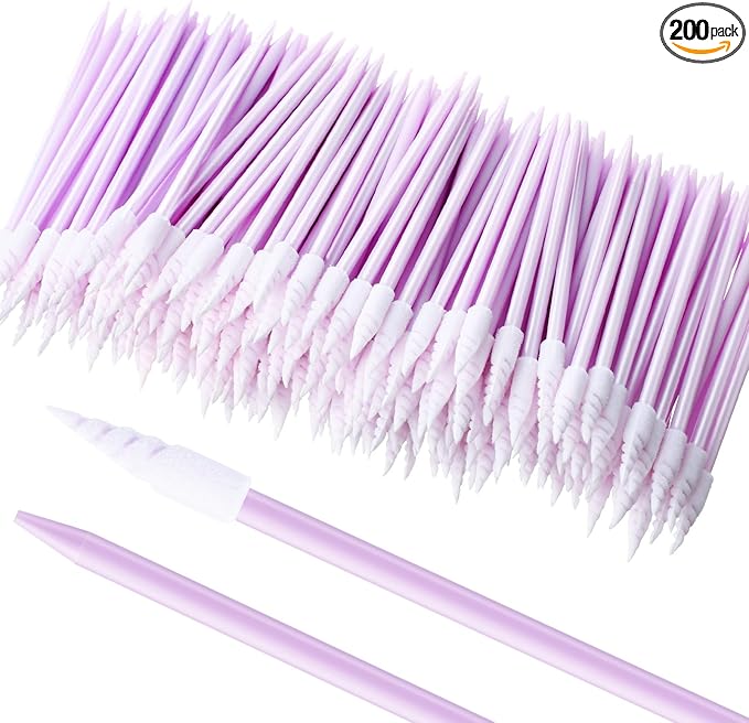 Chinco 200 Pieces Cleaning Swab Sticks Sponge Foam Tip Swabs for Inkjet Printer, Print Head, Camera, Optical Lens, Optical Equipment (Purple)