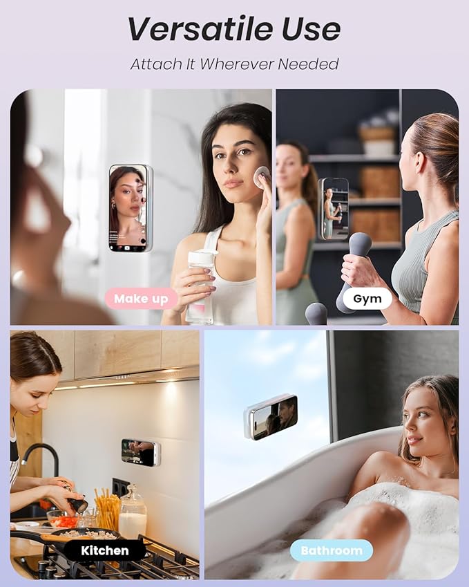 Klearlook Magnetic Suction Phone Mount for MagSafe Case, Removable Sticky Phone Grip Holder for Hands-Free Makeup/Selfie/Live Streaming/Vlog for TikTok & Instagram Influencer/Creator, Transparent