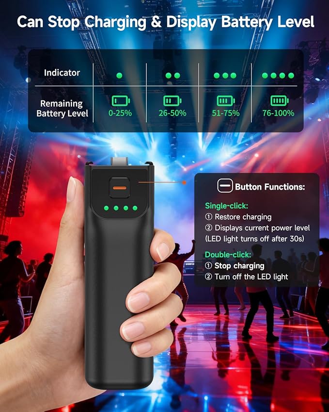 LKTOP Pocket 3 Battery Handle (6hr Battery Life) for DJI Osmo Pocket 3, Xtra Muse Accessories, 5000mAh Fast Charger, 22.5W Power Stick Grips, 1/4" Threaded, Festival Gift (Charging Time: 30min Camera)
