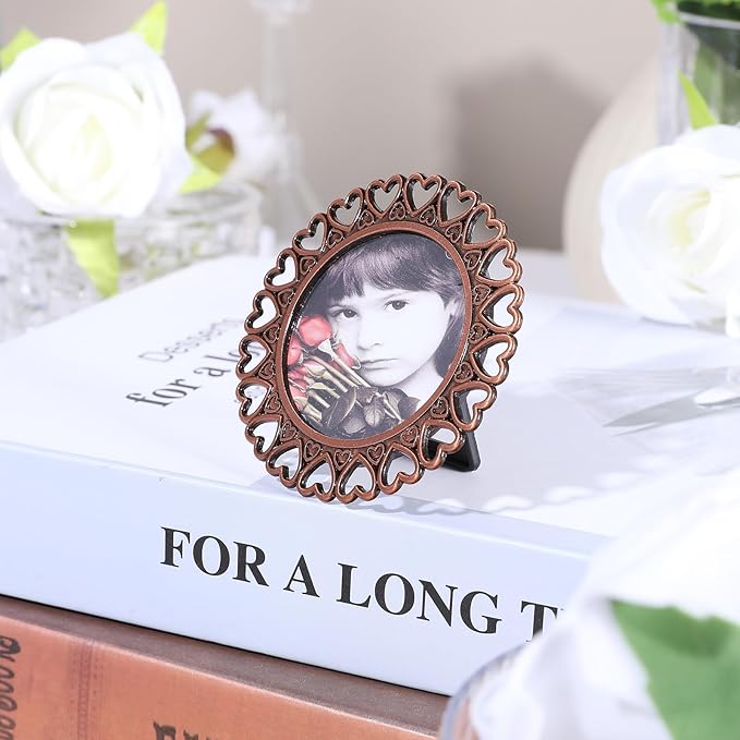 6 Pcs Mini Vintage Picture Frame,1 Inch Size Picture Frames Tiny Metal Pictures Frames 1" Antique Mini Pictures Frame for Tabletop and Wall Display Old Fashioned Photo