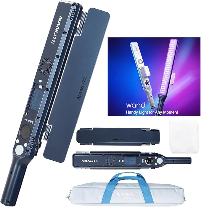 NANLITE Wand 30W RGB Full-Color Handheld Fill Light, 2700-7500K Dual Color Temperature, Bluetooth App Control, Suitable for Vlogging, Livestreaming, and Portrait Photography (Midnight Blue)