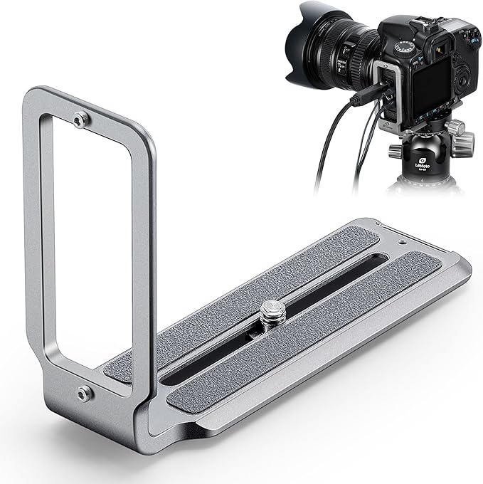Leofoto Titanium Camera L Plate, Vertical Horizontal Switching Tripod Quick Release Plate Arca Swiss Standard Dovetail Compatible with Canon Nikon Sony Tripod Monopod (UL-01T)