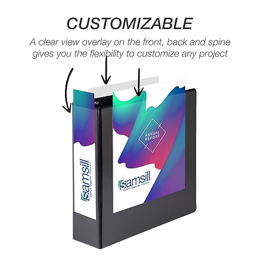 Samsill Durable 3 inch 3 Ring Binder, Made in USA, D Ring Binder, FSC 100% Recycled Chipboard, Black, 12 Pack
